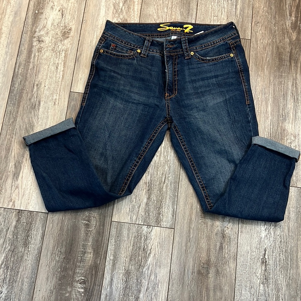 Seven7 jeans. Size 10. Ankle length cuffed bottoms.